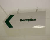 A reception sign in a health clinic